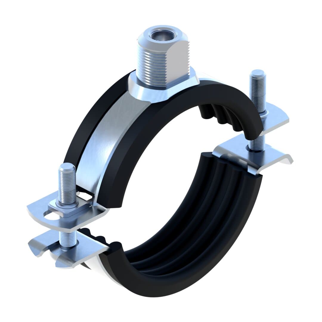 Sikla steel pipe clamp with rubber lining attached to the inside
