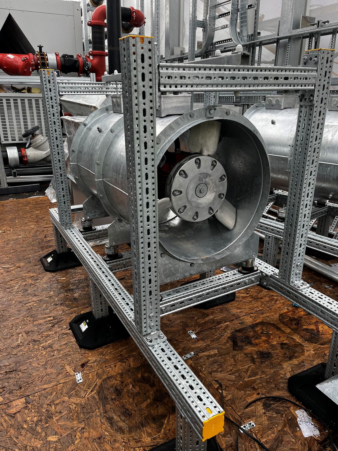 Prefabricated Sikla HVAC rooftop support installed on site with siFramo beams and non penetrative supports